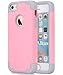 iPhone SE Case, iPhone 5S Case, iPhone 5 Case,Alkax Dual Layer Armor Heavy Duty Hybrid Shockproof Protection Protective Cover Bumper for Apple iPhone SE + 1 Stylus Pen (Pink/Grey)
