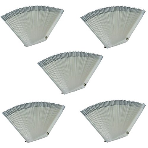 Beauticom 250 Natural Acrylic False Tip Sticks with Metal Screw Fan-Shaped Nail Art Display Chart Practice Tool - 250 Tips
