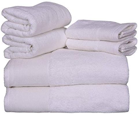 KT Towels New Premium Bath Towel Set- Bath Towels, Hand Towels and face Towels - 100% Terry Cotton - Machine Washable, Hotel Quality, Super Soft and Highly Absorbent (Ivory, 6 Piece Set)