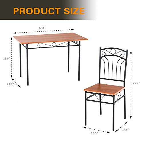 Mecor 5 Piece Dining Table Set, Vintage Wood Tabletop Kitchen Table w