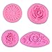 BAKER DEPOT 3D Silicone Cake Decorating Tools Fondant Mold Differet Flower Rose Design Silicone Baking Tool Set of 4 Pink Color
