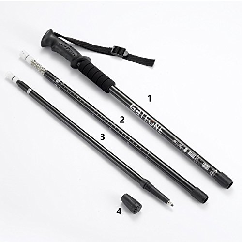 Walking Stick Trekking Poles Hiking Telescoping Ultra Strong Alpenstocks Anti Shock Mountaineering Trail（Single or Pair ） (BLACK) - Thumbnail 3