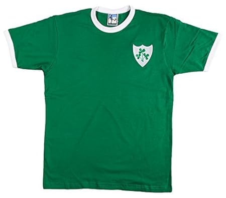 Retro Republik Irland Fußball Kurzarmhemd. Neue Größen von klein bis Übergröße. Aufgesticktes Logo. 100% Baumwolle