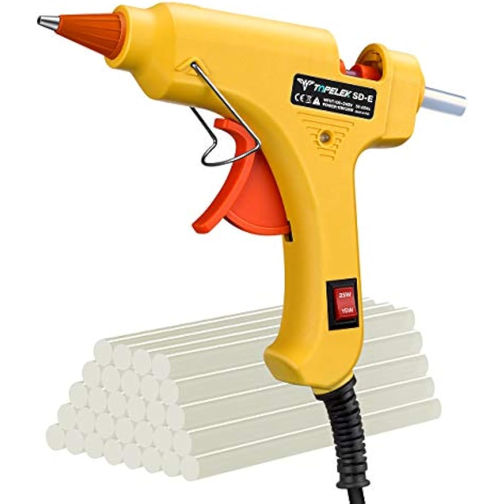 Hot Glue Gun, TopElek Upgraded 15W/25W Dual Temp Mini 30pcs Sticks
