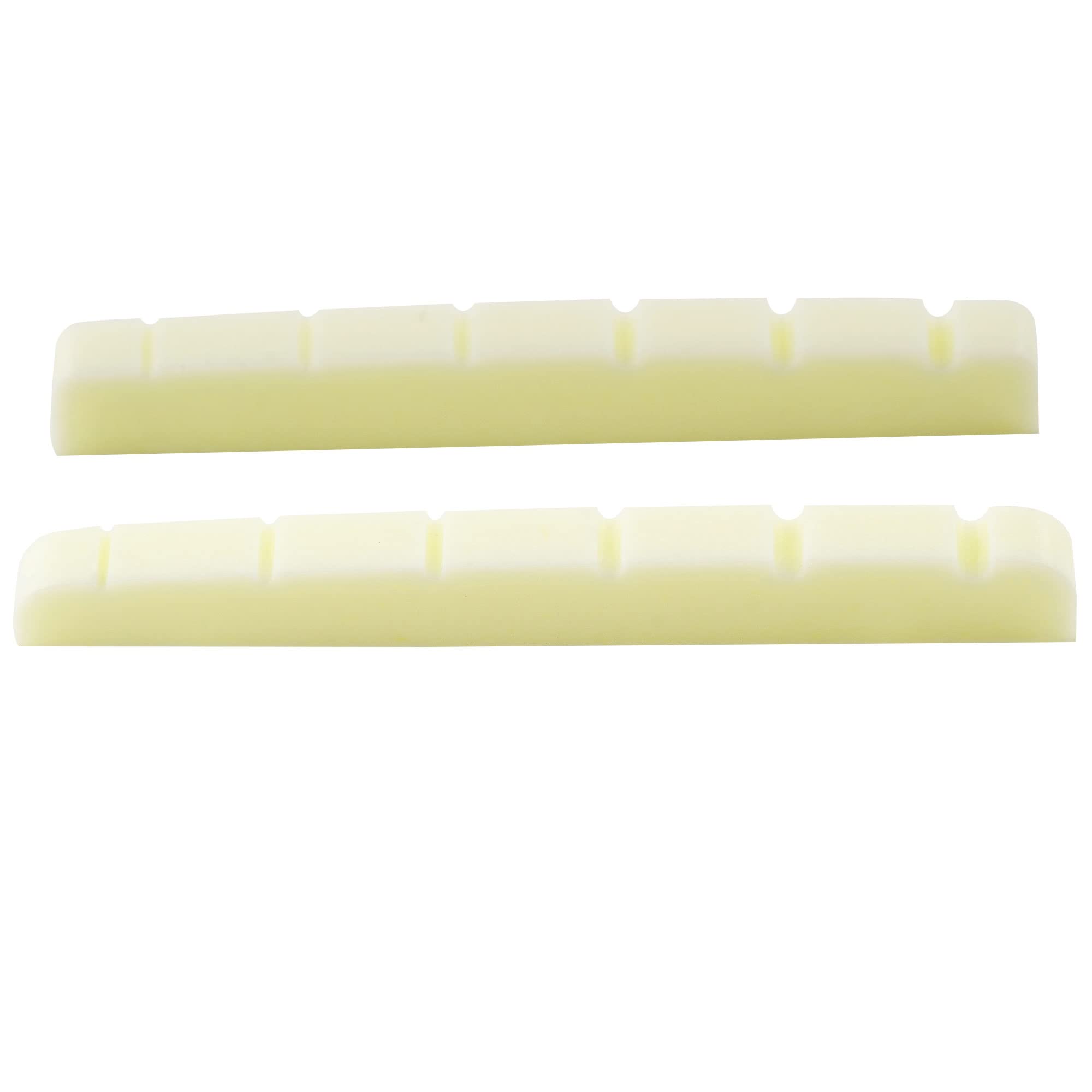 Musiclily Pro Urea Resin Plastic 43mm Slotted Strat Tele Electric Guitar Nuts Flat Bottom for 6-string Stratocaster/Telecaster Guitar, Ivory(Set of 2)