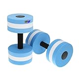 Water Barbells Dumbells,Eamber Aqua Fitness Barbells Exercise Hand Bars,Set of 2 Foam Dumbbells (Blue)