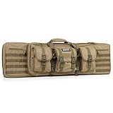 Savior Equipment American Classic Tactical Double Long Rifle Pistol Gun Bag Firearm Transportation Case w/Backpack - 42 Inch Flat Dark Earth Tan