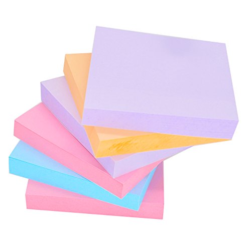 Pop Up Sticky Notes Self Stick Notes 3x3 inch 100Sheets/Pad 6 Pads/Pack 600 Sheets Total Individual Package (02-Improved Quality Version)