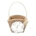 Bodosac 2PCS Burlap Flower Girl Basket Pearl Handle For Vintage Rustic Wedding CeremonySmall white lace