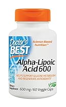 Doctor's Best Alpha-Lipoic Acid, Non-GMO, Gluten Free, Vegan, Soy Free, Promotes Healthy Blood Sugar, 600 mg, 60 Veggie Caps