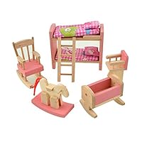 Dreams-Mall Wooden Doll House Furniture Set Toy for Baby Kids -Kids Bedroom