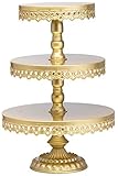 URANMOLE 18K Gold Antique Metal Cake Stand, Round