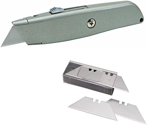 Box Knife With 9 Position Retractable Blade, Includes Value Pack Of 10 Utility Blades
