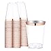 9 oz Rose Gold Plastic Cups - Disposable Clear With Gold Rim - Hard Party/Wedding Tumblers 60Pack - WDF
