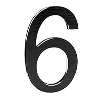 6 Inch Modern House Numbers- Premium Aluminum Floating Home Address Number with Elegant & Sophisticated Brushed Finish, Black, Number 6
