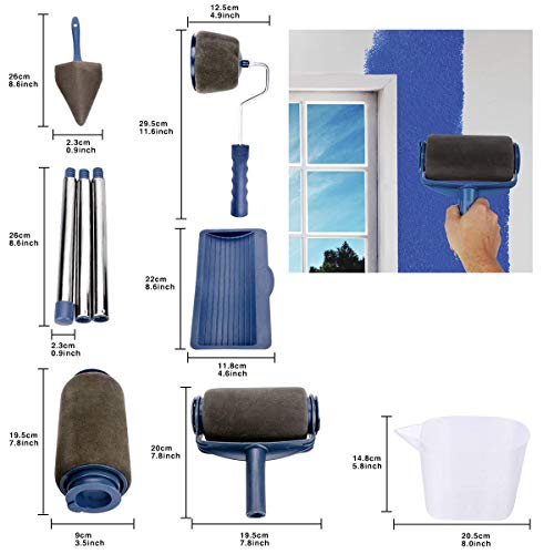 Paint Roller Kit,KUPOO Pro Edger DIY Brush Handle Room Wall Painting Runner Roller Tool Home Wall Decorative(9 Pcs) - Thumbnail 7