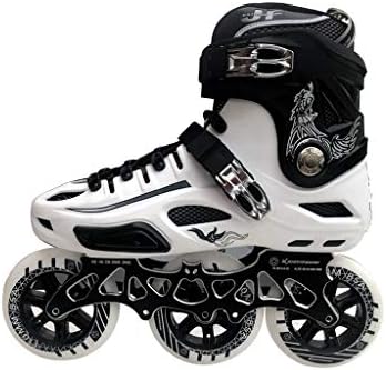 Roller blades LDM Adjustable inline skates Beginner Inline Skates, Adult Flashing Single Row Skates Buckle Adjustment Black White (Color : A, Size : EU 38/US 6/UK 5/JP 24cm)