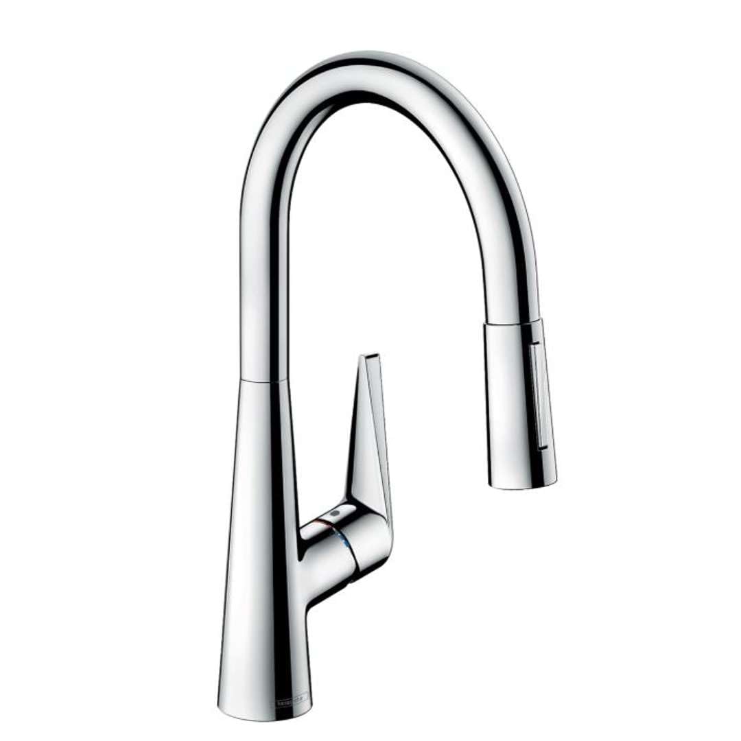 hansgrohe M5116-H200 Kitchen Tap 200, Pull-Out Spray, Hose Box, 110°/150° Swivel Range, chrome