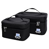 LUXINYU Insulated Lunch Box Bento Bag Thermal Cooler for Office/School/Picnic, Set of 2, Black
