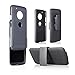 MICROSEVEN Compatible with Motorola Moto G5 Plus Case, Moto G Plus (5th Generation) Black Rubberized Slim Hard Case Cover + Belt Clip Holster for Moto G5 Plus (Black Shell Holster)