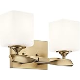 Kichler Marette 13.5 inch 2 Light Vanity Light with Satin Etched Cased Opal Glass in a Rich Champagne Bronze, for Bathroom an