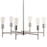 Bella LED Industrial Hanging Chandelier Light Fixture Brushed Nickel Linea di Liara LL-P250-BN