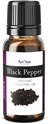 ArOmis Black Pepper Essential Oil - USDA Certified Organic - 100% Pure Therapeutic Grade - 10ml (34 Fl Oz), Undiluted, Premium, Oils Perfect for Aromatherapy Diffuser