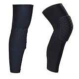 O-Best 2 Packs (1 Pair) Protective Compression Wear Breathable Honeycomb Knee Pads Crashproof Antislip Basketball Leg Knee Sleeve Protector Gear (Black, Large)