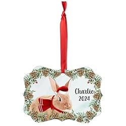 Red Rabbit Christmas Ornament 2024 - Personalized