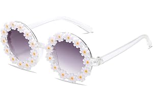 FBHLZ Round Flower Sunglasses for Girls Flower Shaped Cute Glasses UV 400 Protection Outdoor Beach Girl Boy