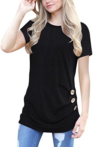 Lifenee1 Womens Casual Summer Short Sleeve O Neck Basic T-Shirt Tops Plus Size 2X Black