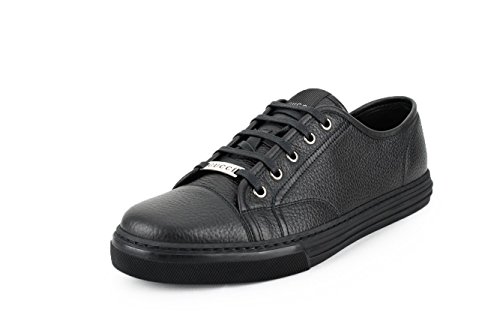 Gucci men s pebbled nappa leather low-top sneakers, bla…