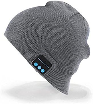 Wireless Beanie Headset Music Knit Headphone Speaker Hat Speakerphone Cap, Grey