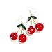 18K Gold Plated Vintage Red Big cherry Charm& Green Crystal Leaf Women Hook Dangle Drop Earrings