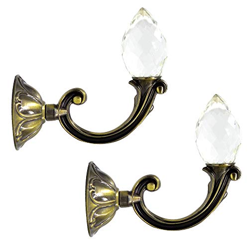Ailejia Glass Crystal Curtain Holdbacks Tassel Curtain Tieback Zinc Alloy Decorative Drapery Holdback 2pcs 5.5“ (Bronze)