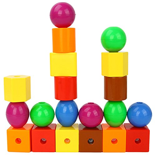 JUMBO PRIMARY STRINGING BEAD SET with 30 Biggest Lacing Beads in the Market and 4 Laces ,for Toddlers and Babies, 4 Strings,Occupational Therapy