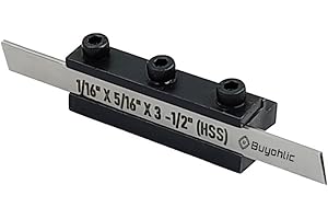 Non- Adjustable T-Parting Cut off Holder with Blade for Lathe Machine Tools (Blade 1/16"x 5/16" x 3-1/2"(10 MM Shank))