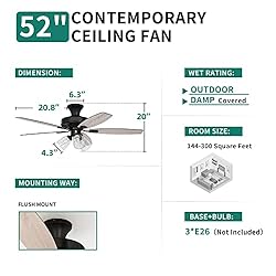 YITAHOME Farmhouse Ceiling Fan with Light and