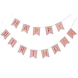 Happy Birthday Bunting Banner Pink and Gold Foiled
