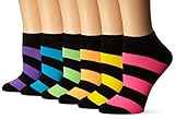 TeeHee Women's No Show Low Cut Basic Neon colors 6 Pack or 12-Pack,