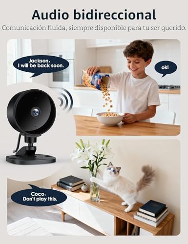 Câmara de vigilância WiFi interior, câmara FHD 1080P para bebés/animais de estimação com deteção de movimento e som AI, visão noturna, áudio bidirecional, app, Alexa e Google Home, pack de 4