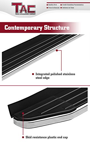 TAC Running Boards Fit 2014-2019 Toyota Highlander (No Drilling/Cutting Required) Aluminum Black Side Steps Nerf Bars Rock Panel Off Road Exterior Accessories (2 Pieces Running Boards)