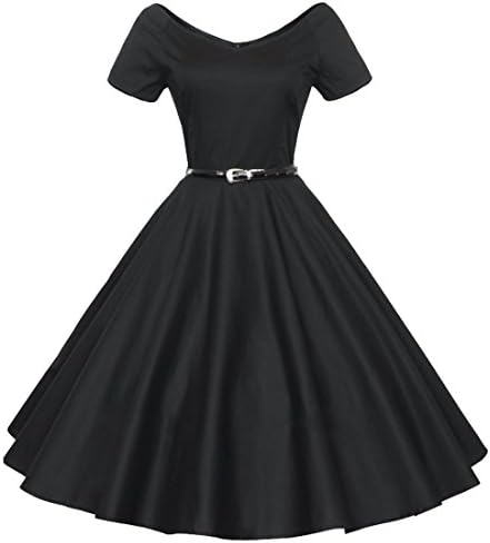 Shengdilu Women's Vintage 1940s 50s Shirtwaist Flared Swing Skaters Dress