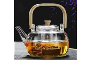 Cuisiland Elegant 1000ml Borosilicate Glass Teapot with Removable Glass Filter and Bamboo Handle (GTP1000C)