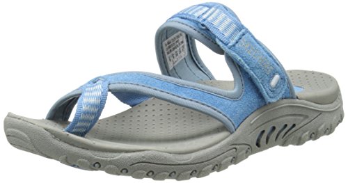 Skechers women s-reggae rasta thong sandal, light blue, 9 m us