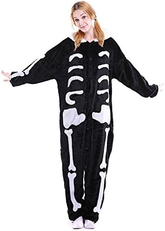 YACHUN Uinisex Adult Pajamas Onesie Kigurumi Cosplay Costumes Animal Jumpsuit Human Skeleton-L