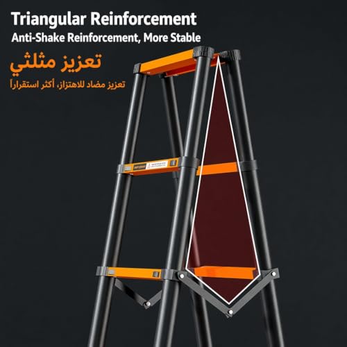 ALISMAEEL 3.5M Telescoping Ladder - Portable Extension Folding Ladder with Triangle Stabilizers, Multi-Purpose Compact Ladder for Household or Outdoor Work, 150KG Max Capacity