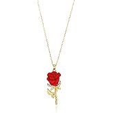rgwtgkyh Red Rose Necklaces for Women Gold Trendy Cute Dainty Rose Flower Pendant Necklace Valentines Day Birthday Jewelry Gifts for Wife Girlfriend