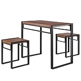 FIVEGIVEN 3 Piece Dining Table Set for Small Spaces Kitchen Table Set for 2 Rustic Industrial Brown