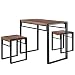 FIVEGIVEN 3 Piece Dining Table Set for Small Spaces Kitchen Table Set for 2 Rustic Industrial Brown